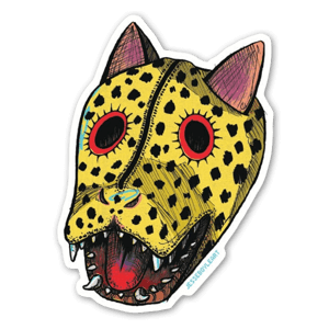 Comic Sticker mit Jaguar Maske