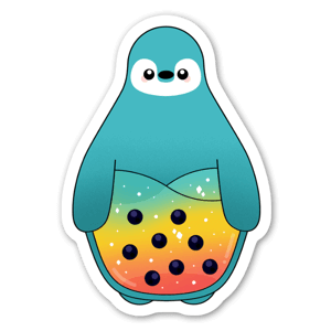 Regenbogen-Bubble-Tea-Pinguin