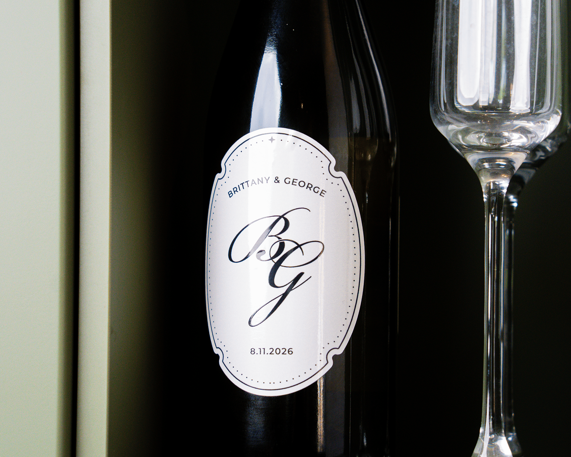 Wine label on a wine bottle