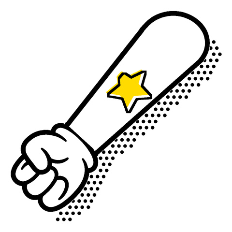 Arm mit einem gelben Stern als temporäres Tattoo, Symbol für temporäre Tattoos